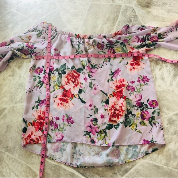 SWEET PEA purple colorful floral off the shoulder shirt Size medium - Picture 9 of 9